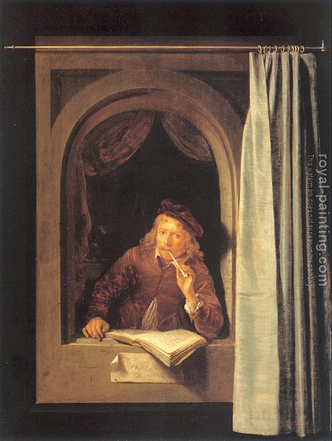 Gerrit Dou : Painter with Pipe and Book